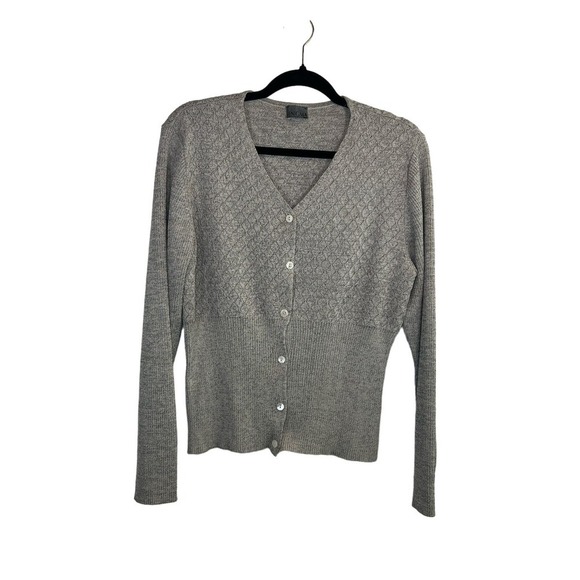Enigma Italy Vintage Cardigan Wool Blend Metallic Accent Size Large - Picture 1 of 8
